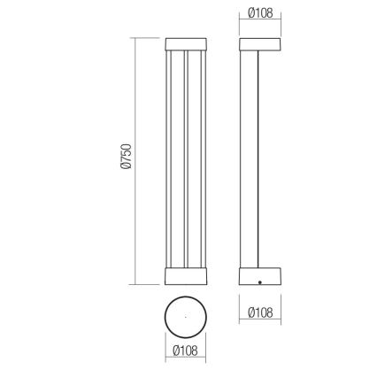 Redo 90366 - LED spoljašnja lampa ZEUS LED/11,5W/230V 3000K 75 cm IP54 braon