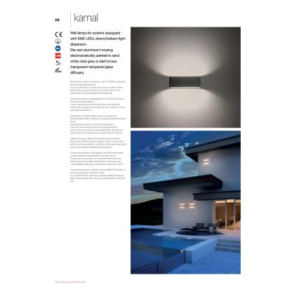 Redo 90389 - LED spoljašnje zidno svetlo KAMAL LED/15W/230V 3000K IP54 smeđa