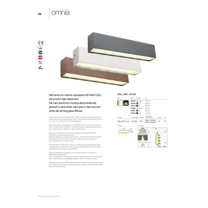 Redo 90394 - spoljašnja zidna LED svetiljka OMNIA LED/12W/230V 3000K IP54 siva