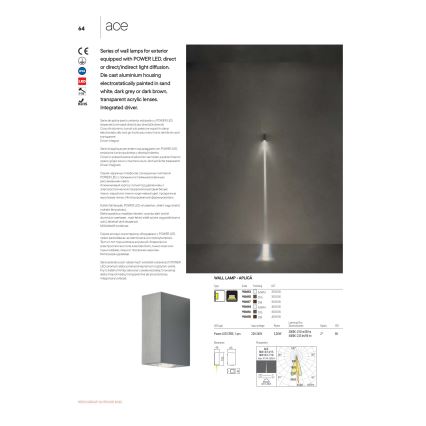 Redo 90416 - Spoljašnje LED zidno svetlo ACE LED/3,36W/230V 4000K IP54 sivo