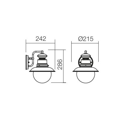 Redo 9045 - Spoljno zidno svetlo SCOTT 1xE27/42W/230V IP44