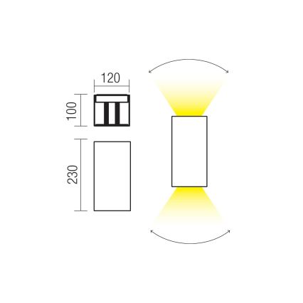 Redo 90554 - LED spoljašnje zidno svetlo VARY 2xLED/10W/230V 3000K IP54 braon