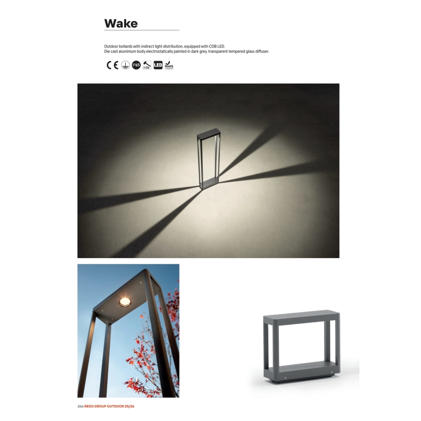 Redo 90581 - LED spoljašnja lampa WAKE LED/8W/230V 3000K 50 cm IP65 antracit