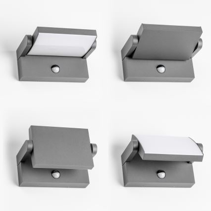 Redo 90587 - LED spoljašnja zidna svetiljka sa senzorom FLIP LED/20W/230V 3000K CRI 90 IP54 antracit