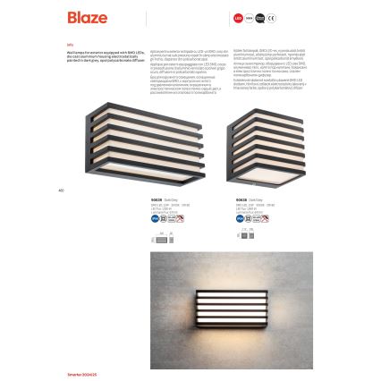 Redo 90639 - LED spoljno zidno svetlo BLAZE LED/12W/230V 3000K IP54 antracit
