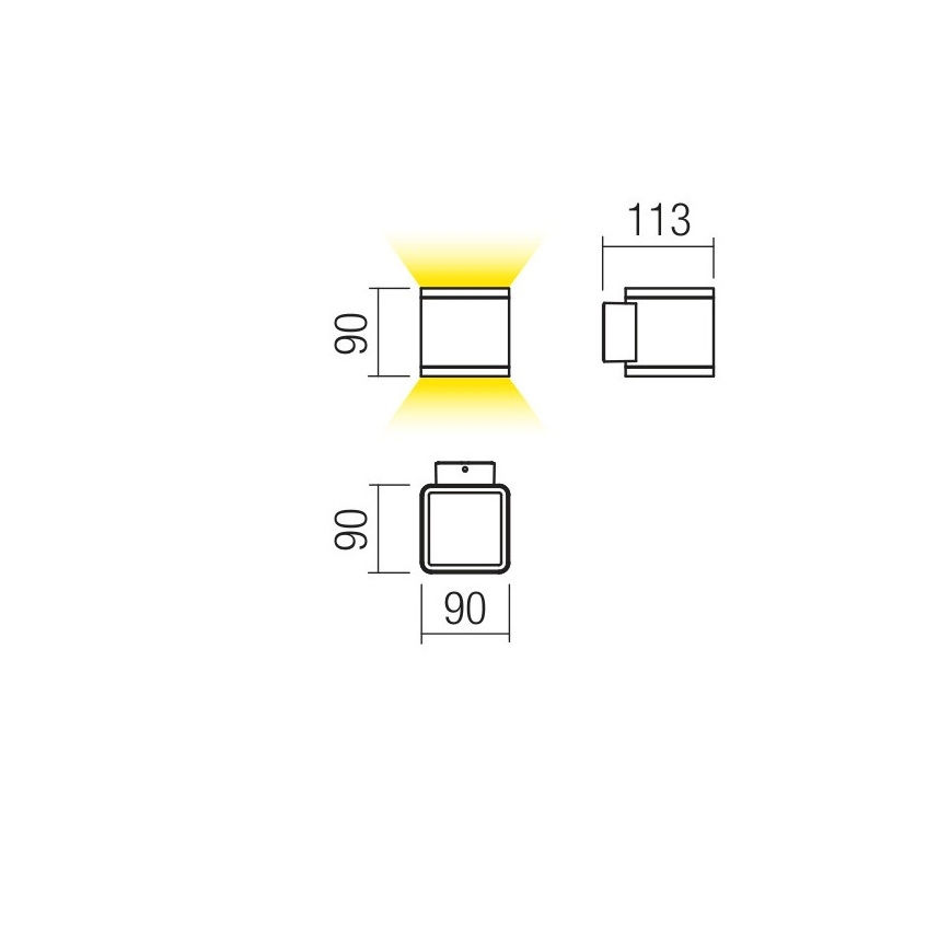 Redo 9065 - LED spoljašnje zidno svetlo BETA 2xLED/6W/230V 3000K IP54 antracit