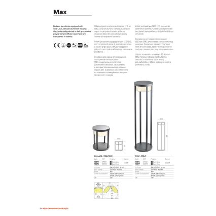 Redo 90676 - LED spoljašnja lampa MAX LED/15W/230V 2700K 80 cm IP65 antracit