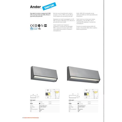 Redo 90680 - Spoljno orijentaciono svetlo ANDER LED/4W/230V 3000K IP65 antracit
