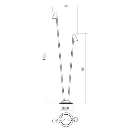 Redo 90713 - LED spoljašnja lampa NIVALIS 2xLED/6,9W/230V 3000K 110 cm IP65 zelena