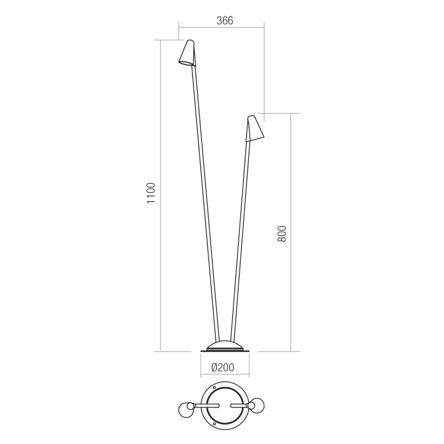 Redo 90713 - LED spoljašnja lampa NIVALIS 2xLED/6,9W/230V 3000K 110 cm IP65 zelena