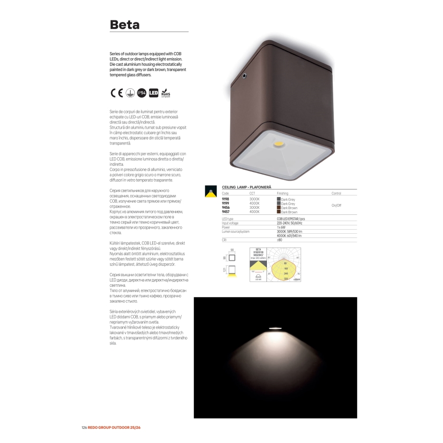 Redo 9080 - LED spoljašnje zidno svetlo BETA LED/6W/230V 3000K IP54 braon