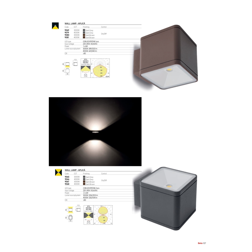 Redo 9080 - LED spoljašnje zidno svetlo BETA LED/6W/230V 3000K IP54 braon