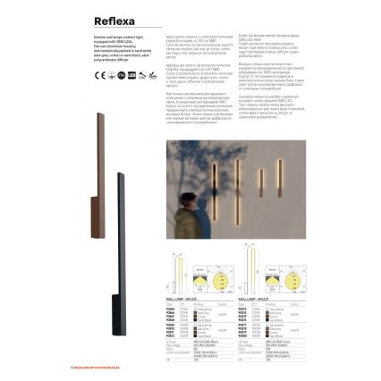 Redo 90871 - Spoljno zidno LED svetlo REFLEXA LED/6W/230V 3000K 62,1 cm CRI 90 IP54 braon