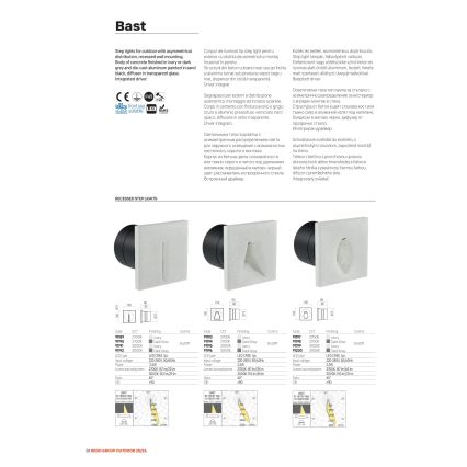 Redo 91195 - LED spoljašnje orijentaciono svetlo BAST LED/2,5W/230V 3000K CRI 90 IP65 siva