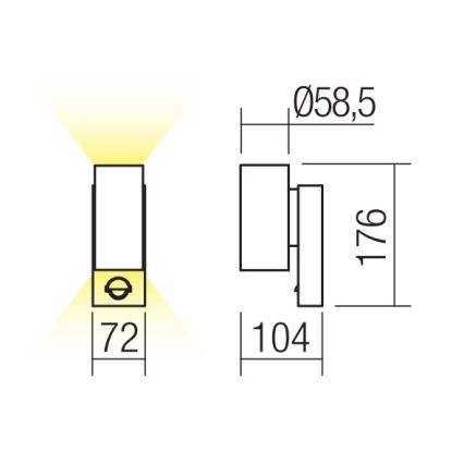 Redo 9453 - LED spoljašnje zidno svetlo sa senzorom VINCE 2xLED/3W/230V IP54 antracit