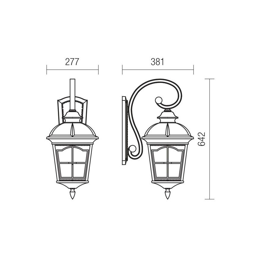 Redo 9648 - Spoljašnja zidna lampa YORK 1xE27/70W/230V IP44 braon