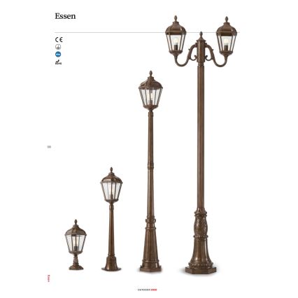 Redo 9662 - Spoljašnja lampa ESSEN 1xE27/70W/230V 221,5 cm IP44 smeđa/patina
