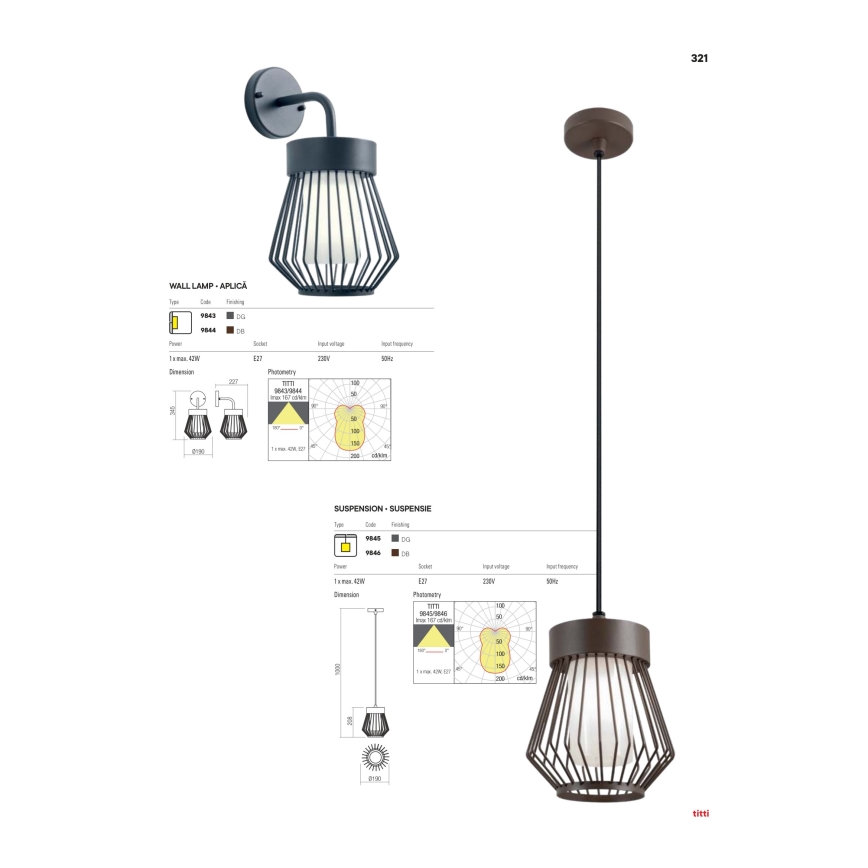 Redo 9843 - Spoljna zidna lampa TITTI 1xE27/42W/230V IP44 antracit