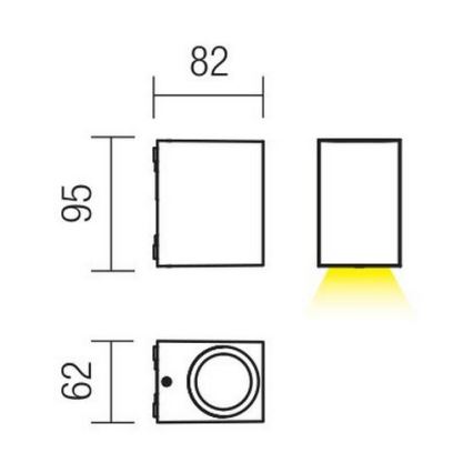 Redo 9907 - Spoljašnje LED zidno svetlo BEAM LED/5W/230V IP54