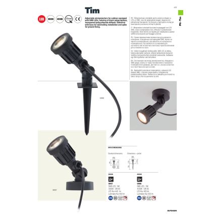 Redo 9997 - LED spoljna lampa TIM LED/5W/230V 3000K IP65