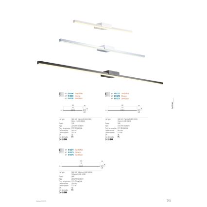 Redo01-3270 - LED osvetljenje za kupatilsko ogledalo ASTON LED/12W/230V 60 cm CRI 90 IP44 crna