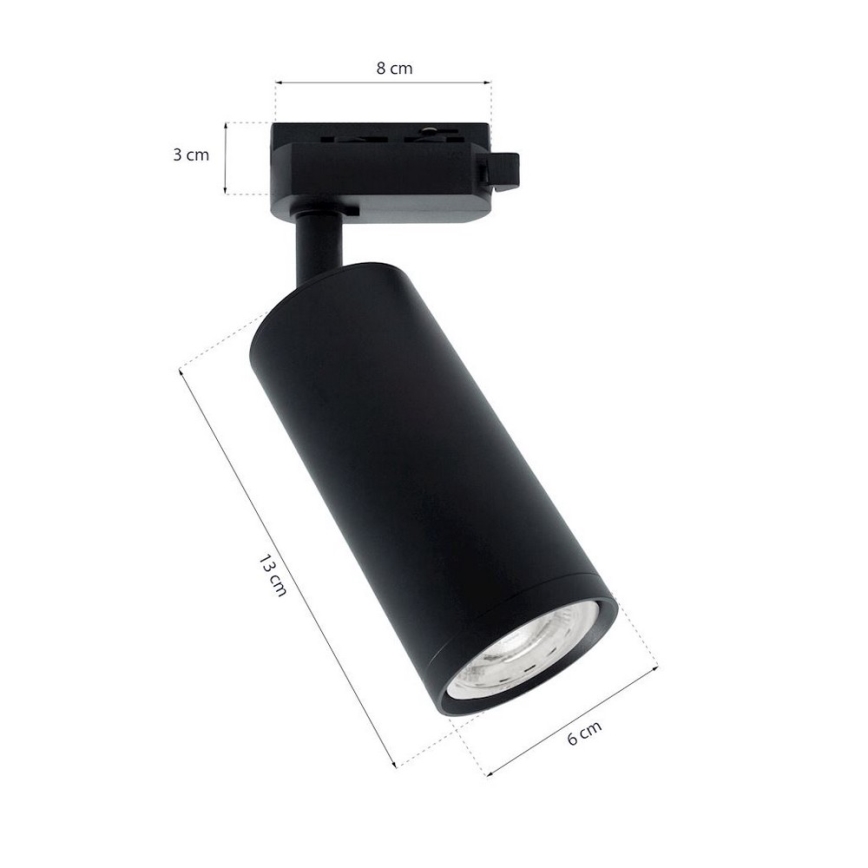Reflektor MICA za šinski sistem 1xGU10/25W/230V, jednofazni, crni