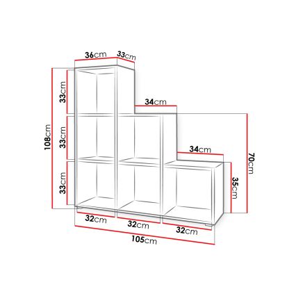 Regal za knjige TRIO 108x105 cm, hrast sonoma