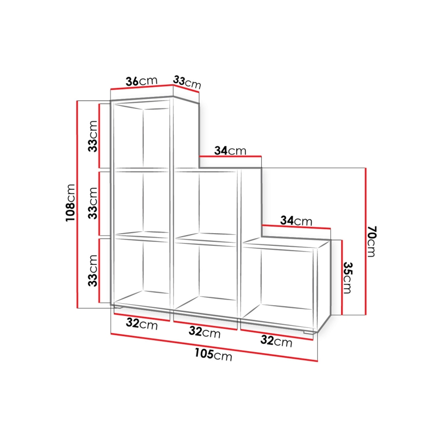 Regal za knjige TRIO 108x105 cm, hrast sonoma