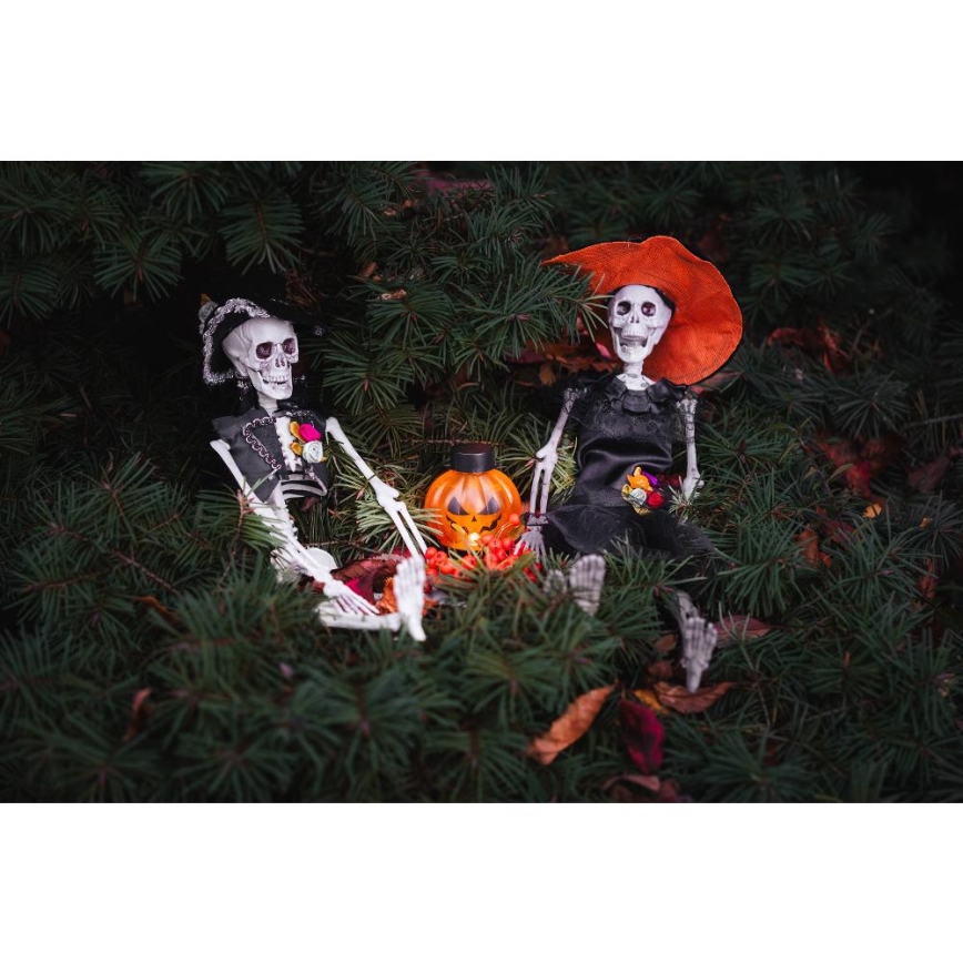 Komplet 6x LED dekoracija HALLOWEEN LED/1xCR2032/topla bela bundeva