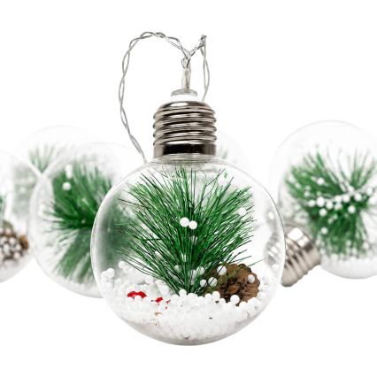 LED božićni niz 10xLED/3xAAA/toplo bela 2,1m kuglice