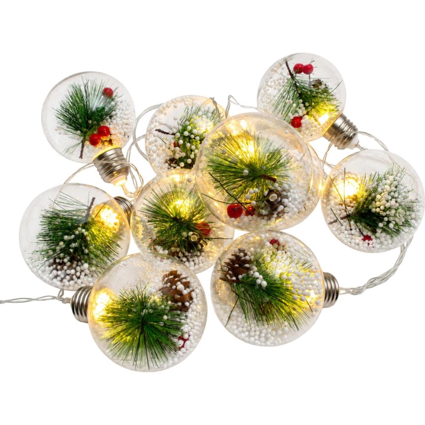 LED božićni niz 10xLED/3xAAA/toplo bela 2,1m kuglice