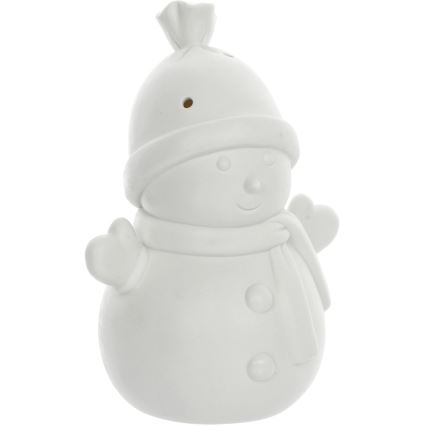 LED božićna porcelanska dekoracija LED/3xLR44 snegović