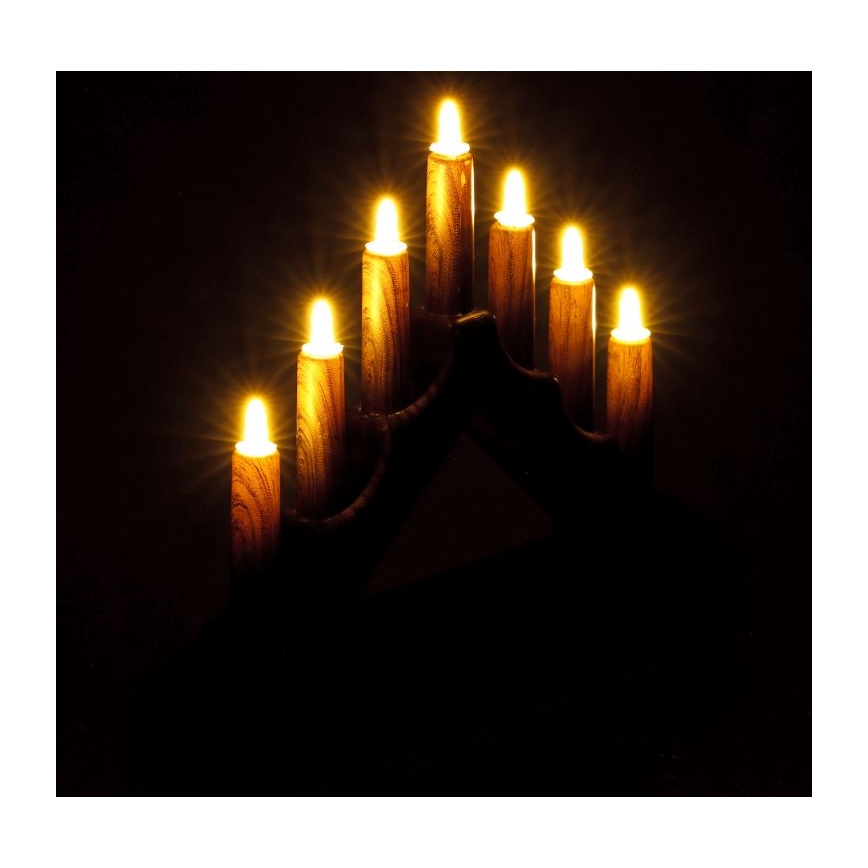 LED božićni svećnjak 7xLED/2xAA, toplo belo svetlo