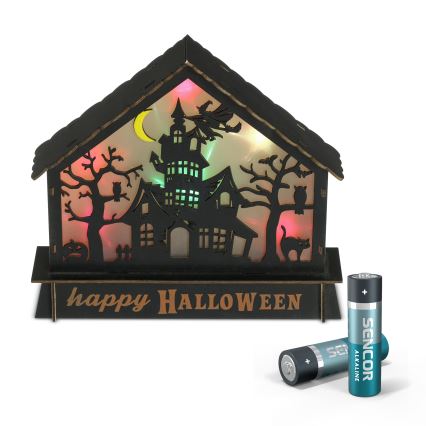 LED dekoracija HALLOWEEN LED/2xAA/višebojno ukleta kuća