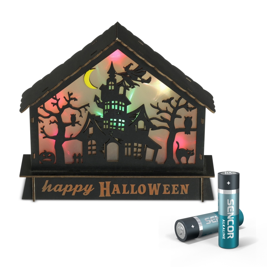 LED dekoracija HALLOWEEN LED/2xAA/višebojno ukleta kuća