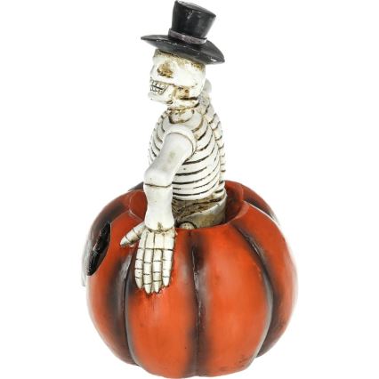 LED Dekoracija HALLOWEEN LED/2xLR44/topla bela kostur u bundevi smola