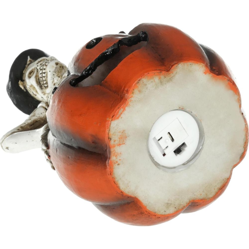 LED Dekoracija HALLOWEEN LED/2xLR44/topla bela kostur u bundevi smola