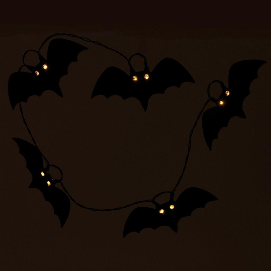 LED dekorativni niz HALLOWEEN 10xLED/2xAA/topla bela 1,3m slepi miševi