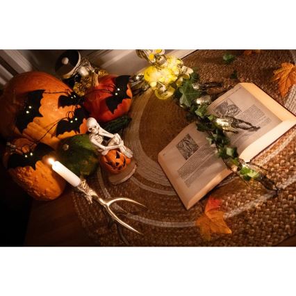 LED dekorativni niz HALLOWEEN 10xLED/2xAA/topla bela 1,3m slepi miševi