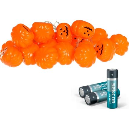 LED dekorativne lampice HALLOWEEN 20xLED/3xAA/topla bela 3,3m bundeve