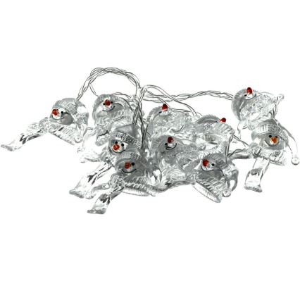 LED  lanac 10xLED/2xAA/topla bela 1,65m snegovići