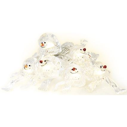 LED  lanac 10xLED/2xAA/topla bela 1,65m snegovići
