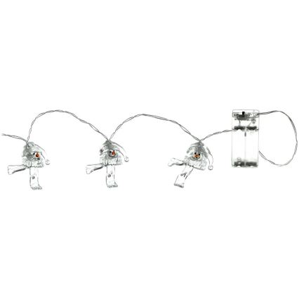 LED  lanac 10xLED/2xAA/topla bela 1,65m snegovići