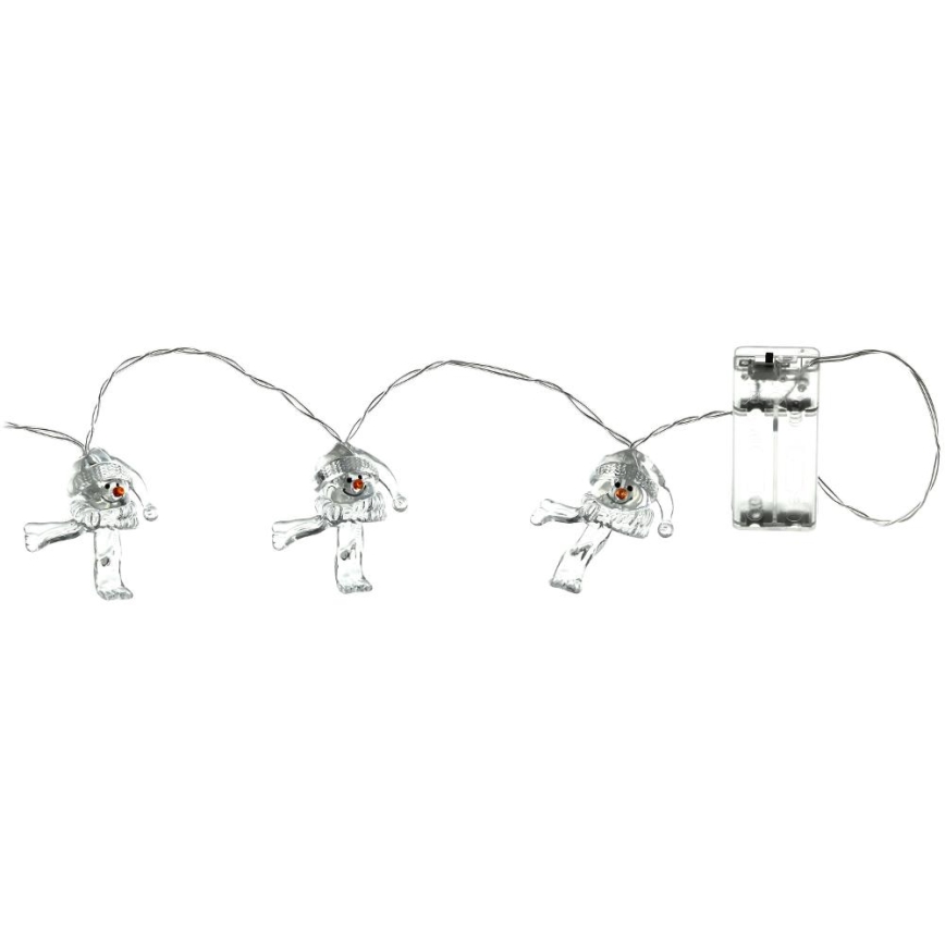 LED  lanac 10xLED/2xAA/topla bela 1,65m snegovići