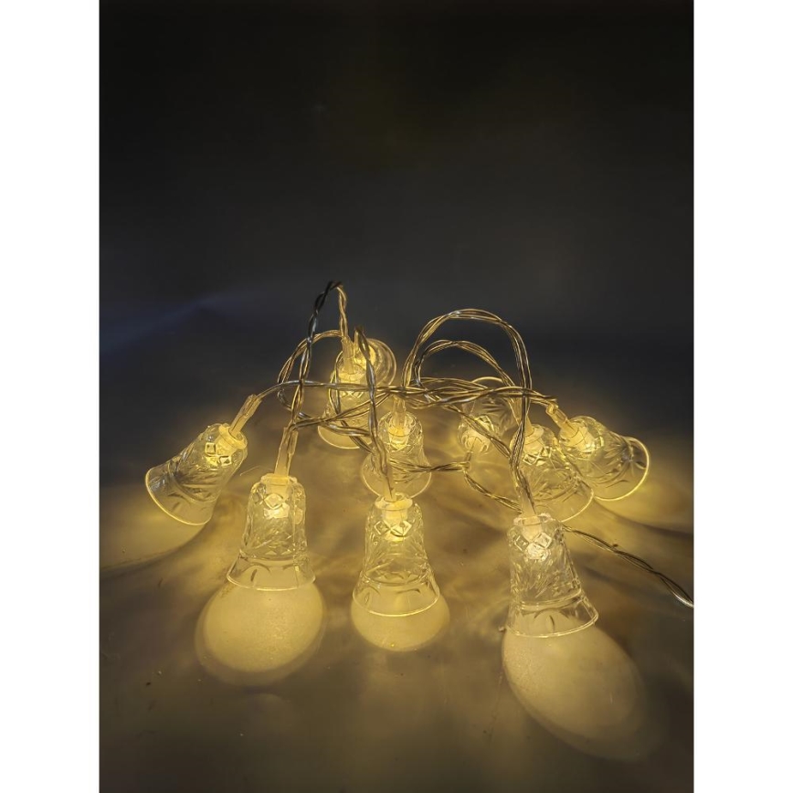 LED lanac 20xLED/3xAA/topla bela 2,2m zvončići