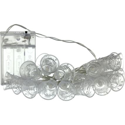 LED lanac 20xLED/3xAA/topla bela 2,2m zvončići