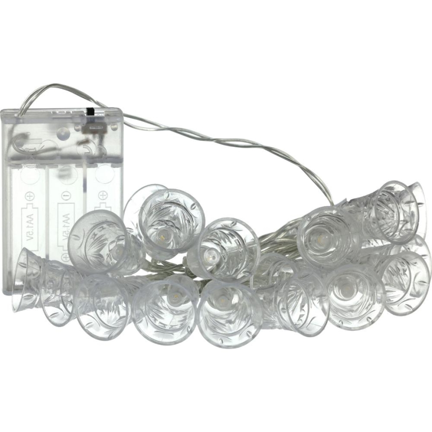 LED lanac 20xLED/3xAA/topla bela 2,2m zvončići