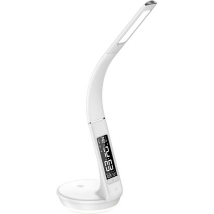 LED prigušiva stona lampa sa bežičnim punjenjem Qi 5W i displejom LED/6W/230V/1xCR2032 3000/4000/6000K bela