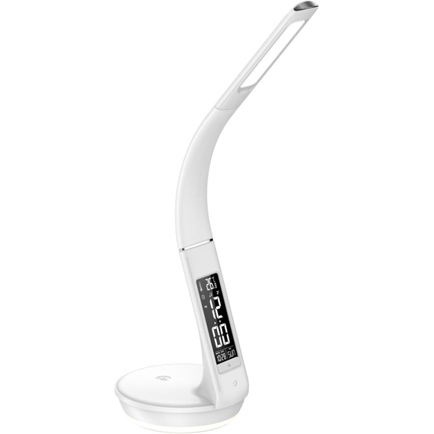 LED prigušiva stona lampa sa bežičnim punjenjem Qi 5W i displejom LED/6W/230V/1xCR2032 3000/4000/6000K bela