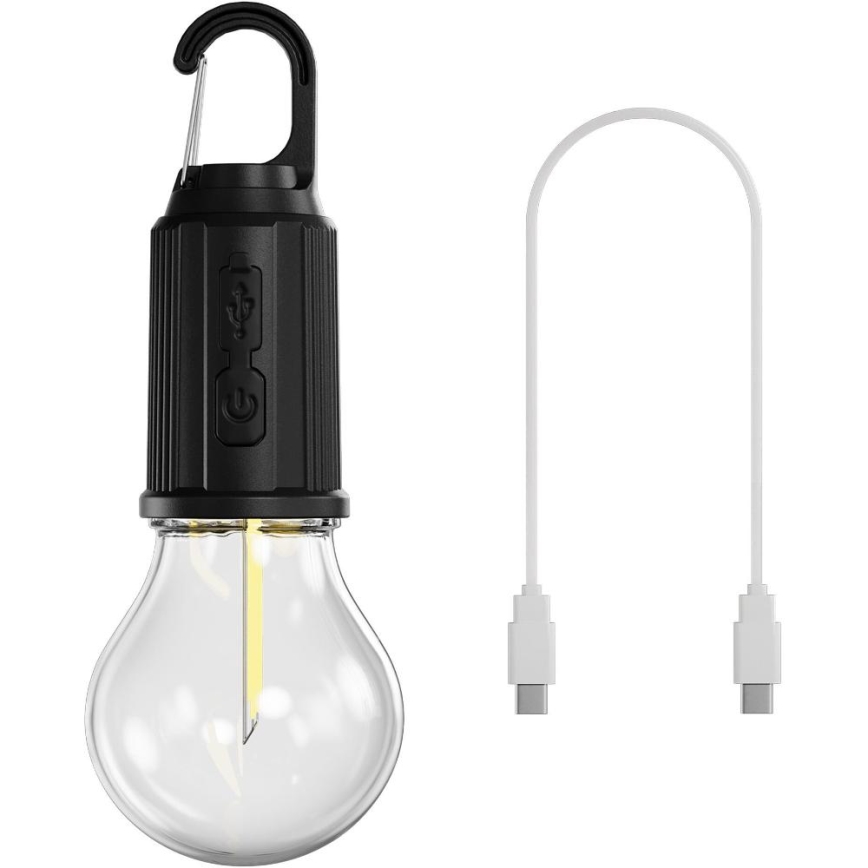 Retlux - LED prigušiva punjiva svetiljka LED/0,3W/USB 400 mAh IP44 crna